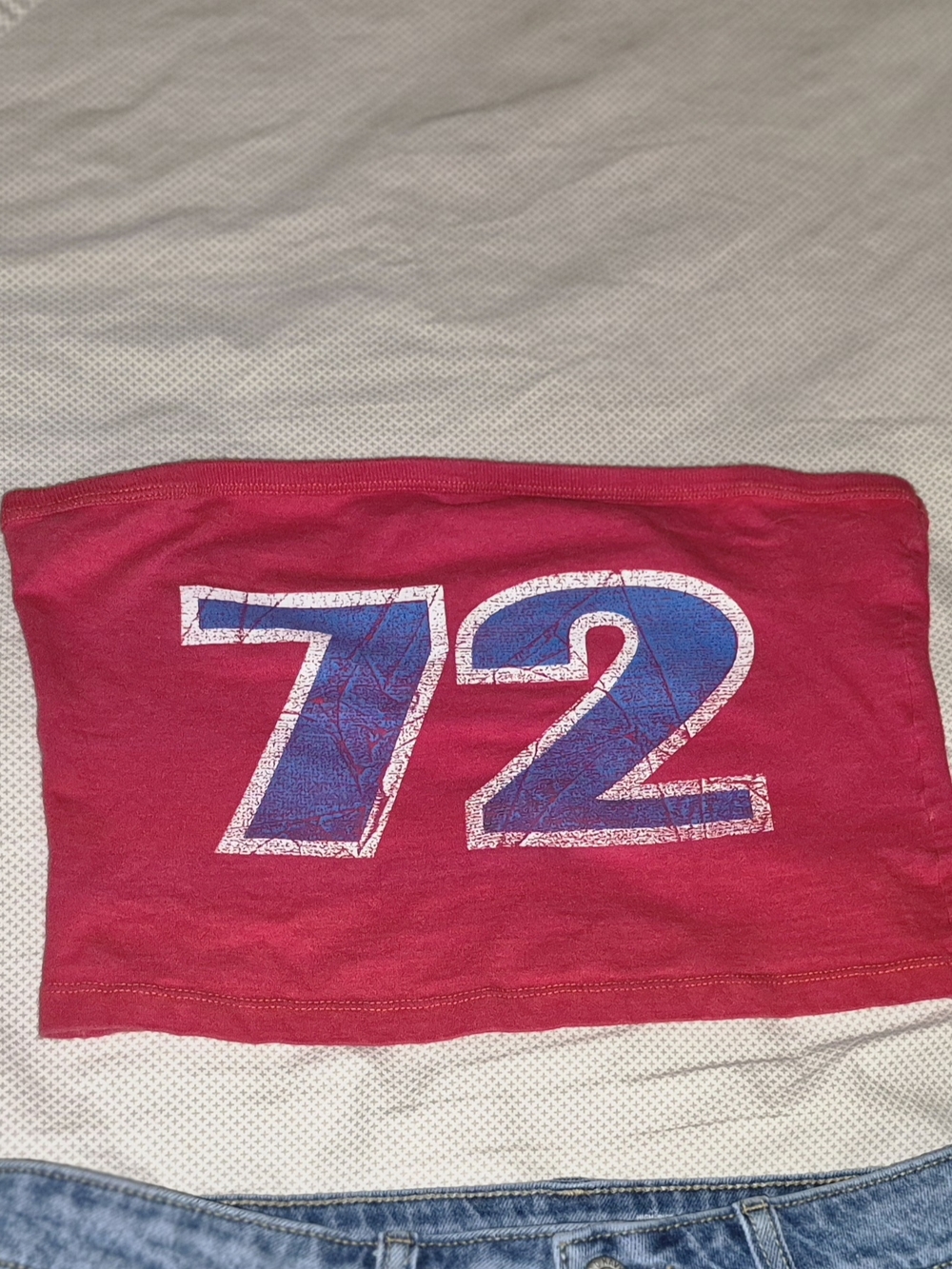 Ecko Unlimited Pink Tube Crop Top with Blue '72' Graphic